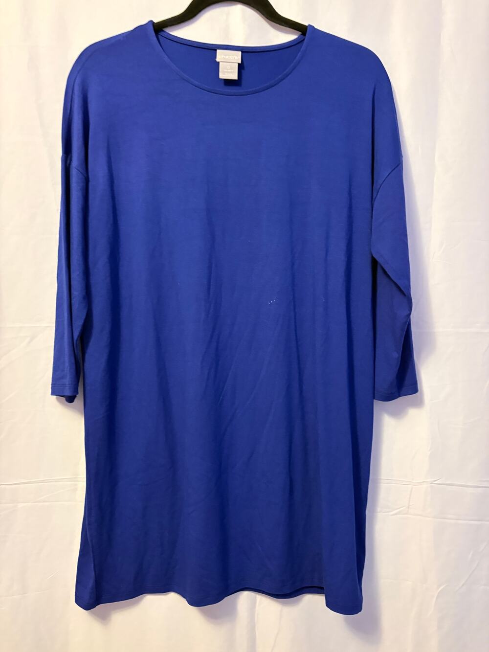 Chico's Touch of Cool Wedge Tunic Top Royal Blue Sz S